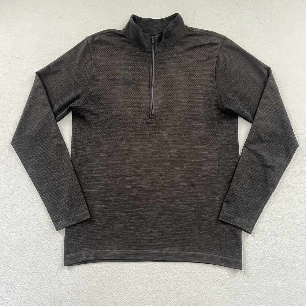 Lululemon Graphite Grey Black Mesh Metal Vent Tech Half Zip Long Sleeve Shirt M